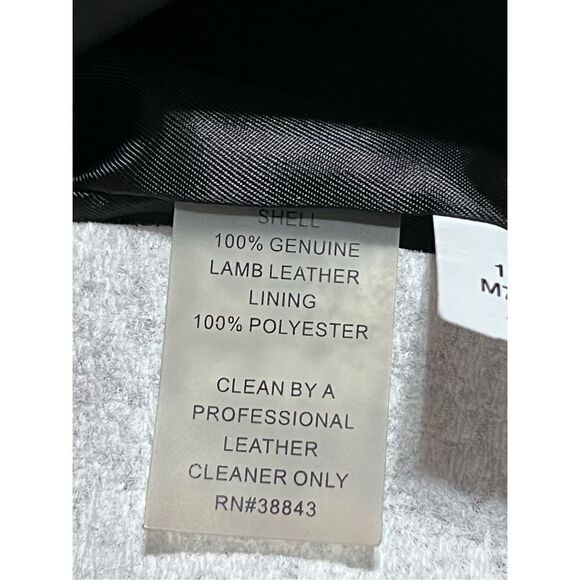 Tahari Black Perforated Lambs Leather Moto Jacket Large - Picture 5 of 5